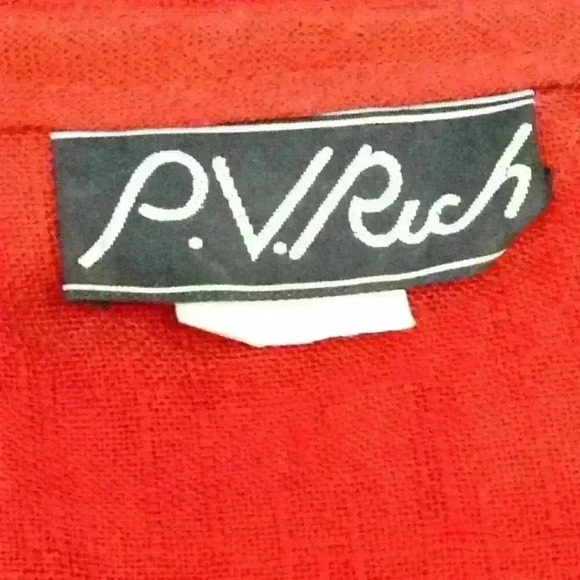 VINTAGE!!  P.V. Rich Red Linen Pleated, Size: 7 dress.  Drop waist, BEAUTIFUL!! - Picture 4 of 5